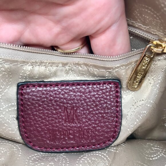 Michael Kors Burgundy Leather Mercer Convertible Satchel Bag - Picture 10 of 11
